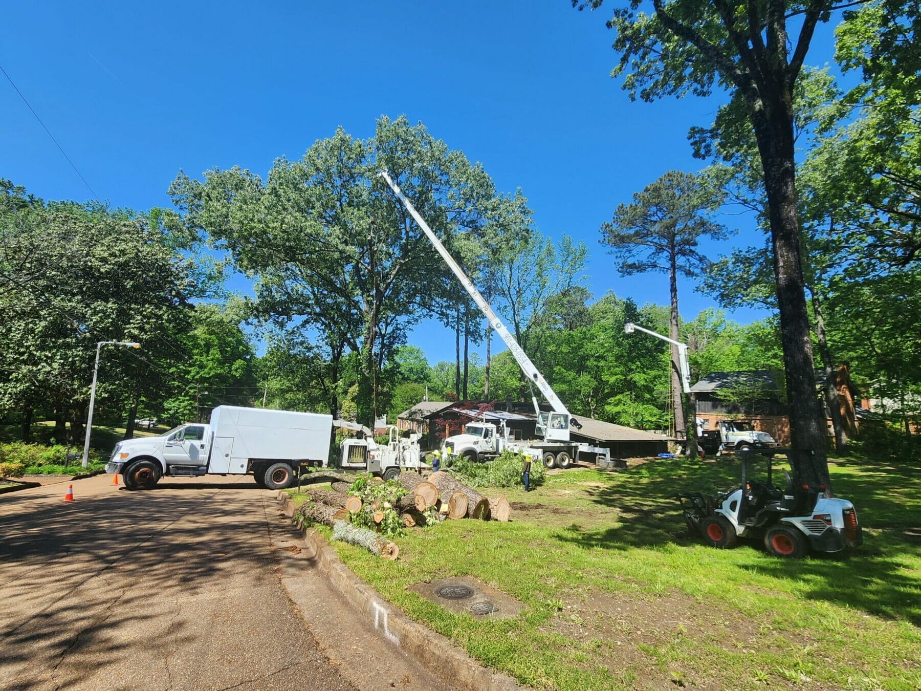 work truck and large crane